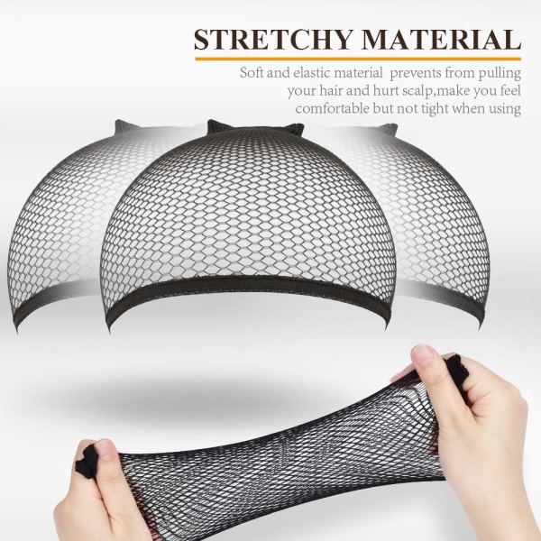 6 stk høj elastisk paryk mesh hætte (sort * 6)