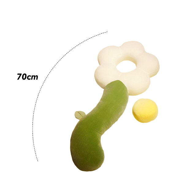 Lang kastepute, myk, søt blomsterform 70 cm sovepute for soverom, hvit 70 cm/27,6 tommer