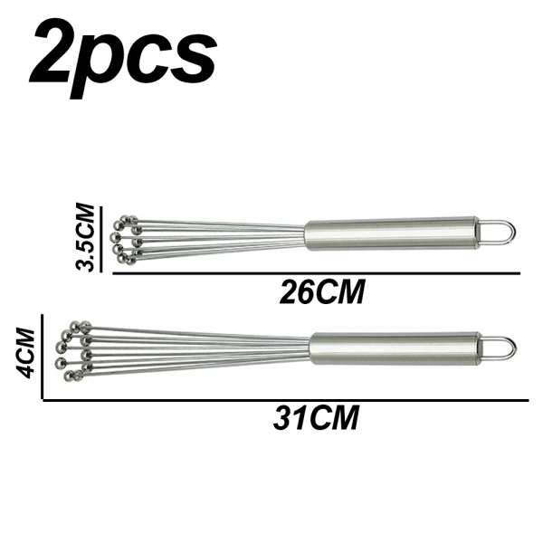 4 STK Kulevisp i rustfritt stål Visp Mixer Vispsett