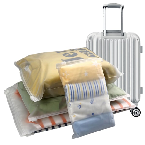12 stk. Reiseoppbevaringspose, Gjenbrukbar Ziplock-pose, Plast Glidelåsforseglet Klærpose, Frosted Vanntett Multifunksjonell Bagasjeoppbevaringspose,