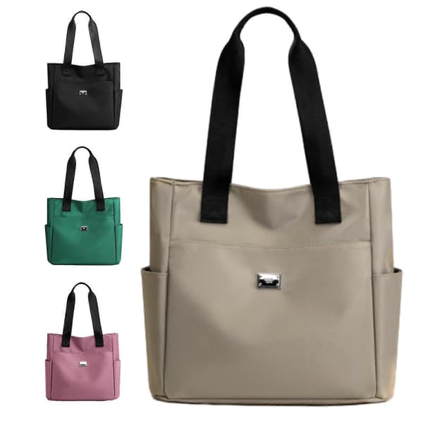 Nylon skuldertaske til kvinder, stor kapacitet vandafvisende multipocket mulepose Khaki[TT]