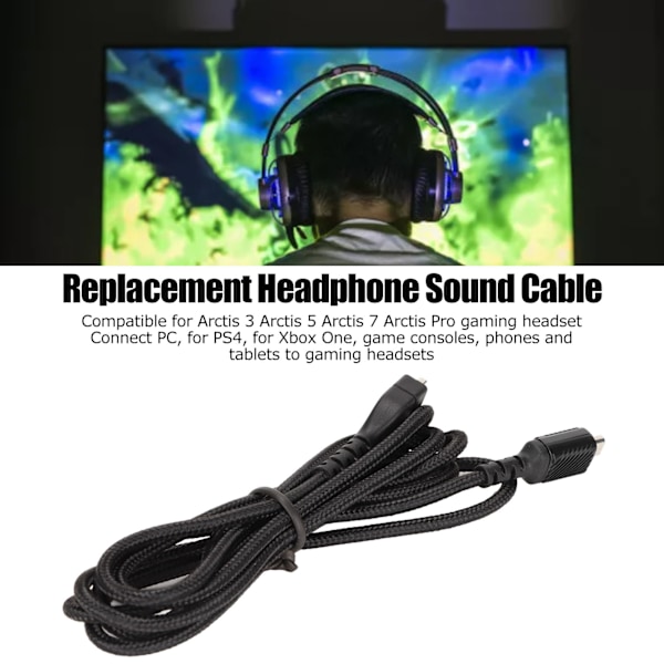 Headset-kabelutskifting Gaming Headset Sound Cord for Steelseries Arctis 3 Arctis 5 Arctis 7 Arctis Pro 4.9ft
