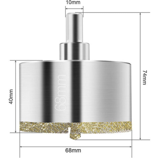 68 mm diamantborrkrona, diamantborr med centreringsguide