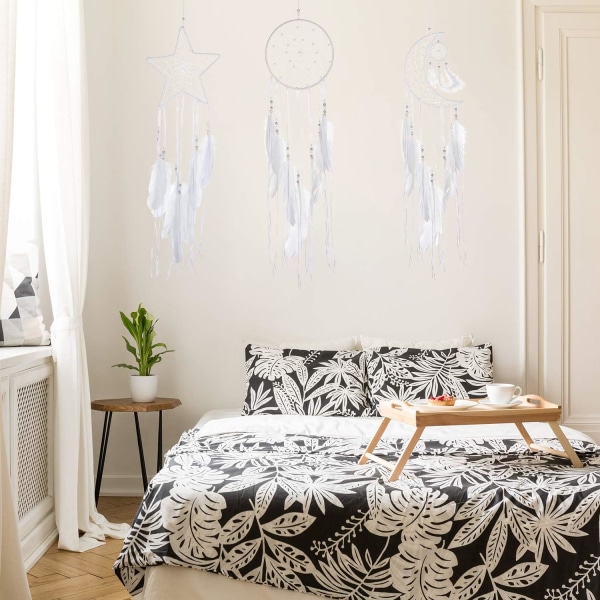 3 stk. Dream Catcher Måne Sol Stjerne Design Håndlavet