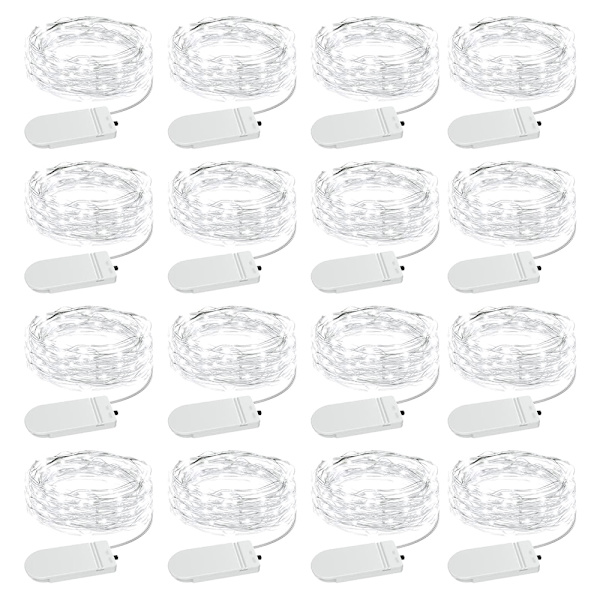16-pack batteridrivna fe-lampor, 6,5 fot mikro-LED-stjärnljus