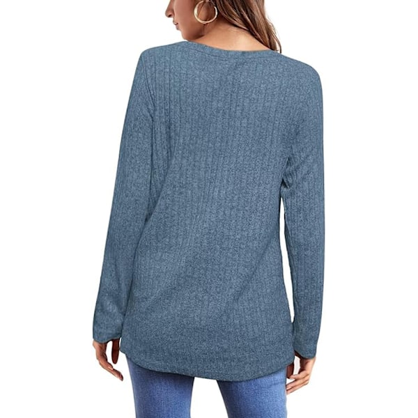 Pullover Dame Casual Rund Hals Langærmet Oversize Sweatshirt Efterår Vinter Pullover Toppe (L)