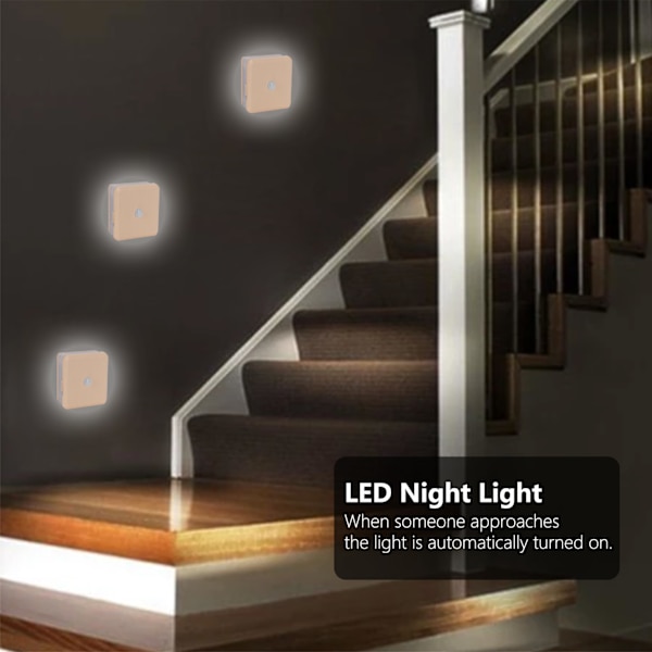 LED Induktionslampa Hem Intelligent Sensor Sovrum Skåp Liten Nattlampa USB Laddning Ljus Träkorn