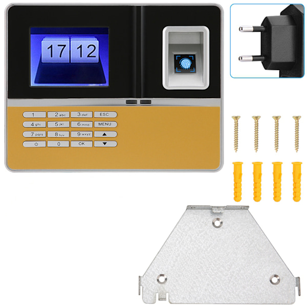 3,2 tommers TCP/IP Fingeravtrykk Biometrisk Tid og Fremmøteopptaker (EU-kontakt 100-240V)