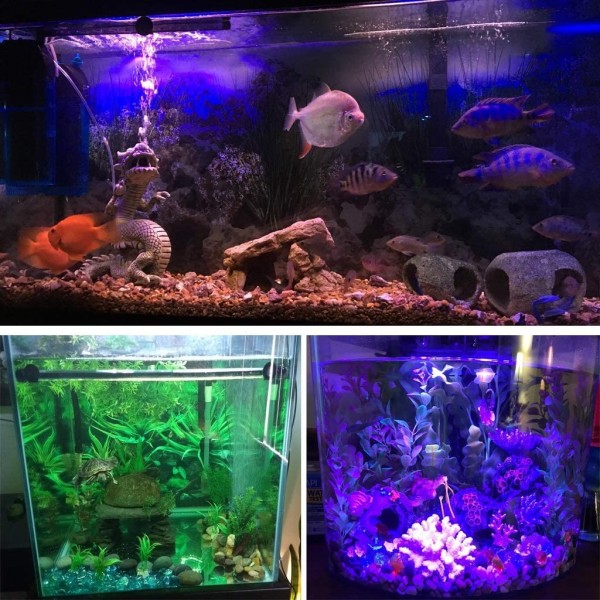 LED Aquarium Light, Trådløs Fjernbetjening Fish Tank Light, RGB