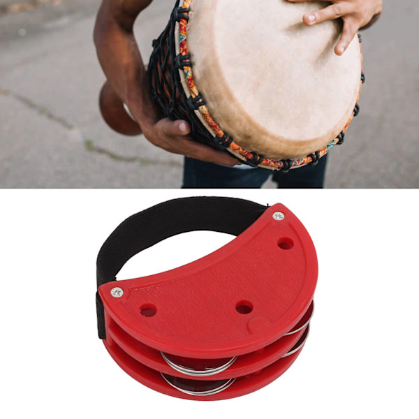 Plastic Foot Tambourine Training Foot Shaker Toy with Metal Bell Percussion Instrument Red