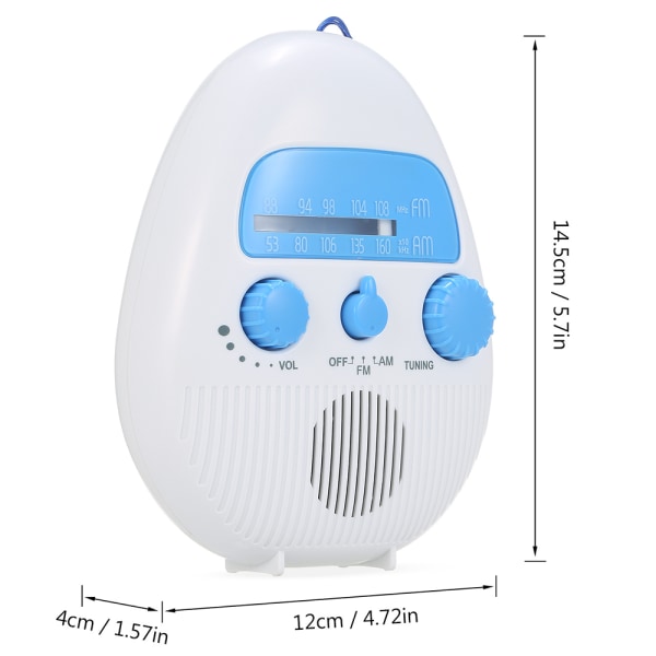 Vattentät duschradio med klocka - trådlös, mini, bärbar