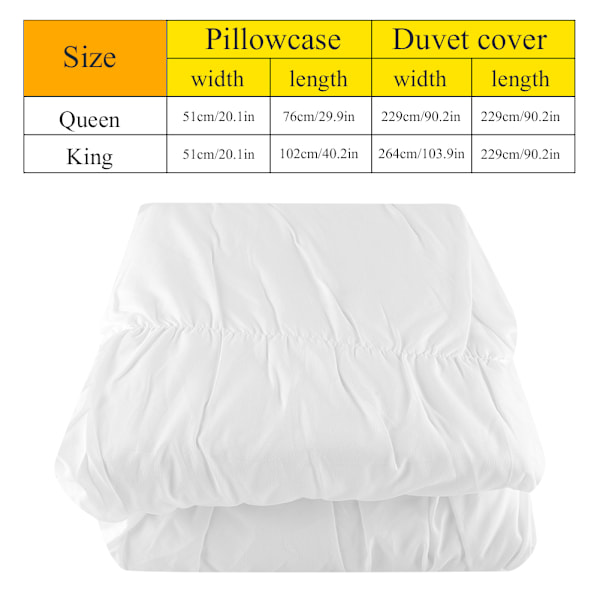3-delt moderne sengetøysett med volanger i polyester - putevar og dynetrekk (Queen)