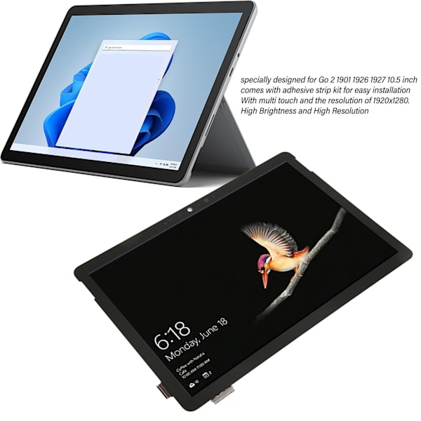 Laptop LCD-skärm med hög ljusstyrka och multitouch-utjämning, ersättningsskärm för Go 2 1901 1926 1927 10,5 tum