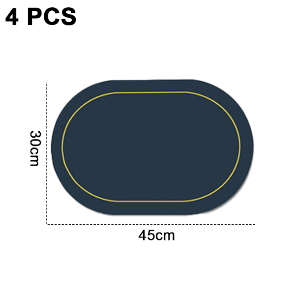Faux läder placemats set om 4 - Dubbelsidig färg oval