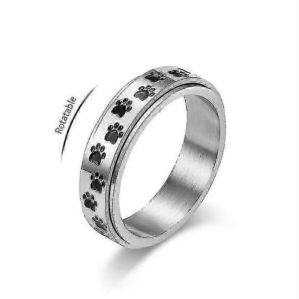 Angstring til kvinder Børn Spinnerring, Hundepote Ring Spinner Yderbånd til Gaver Angstdæmpende[TT] Black size 5