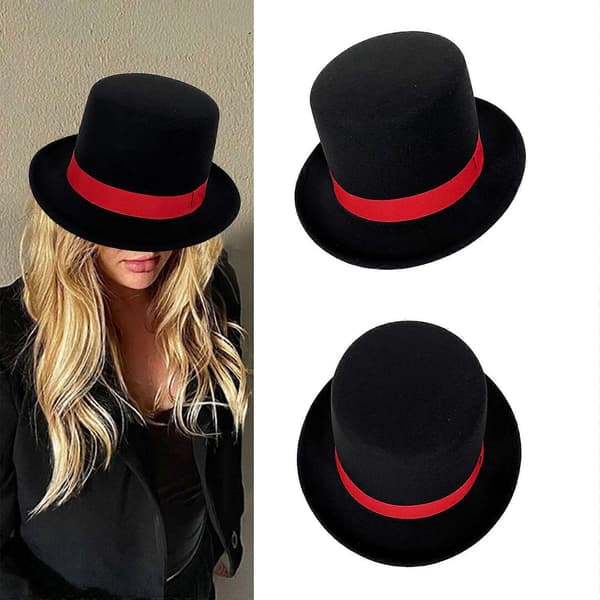 Britisk stil Trilby-hat til herrer, tryllekunstner-karneval, Trilby-hat til vinter og efterår, afslappet sammenkomst, sort Black
