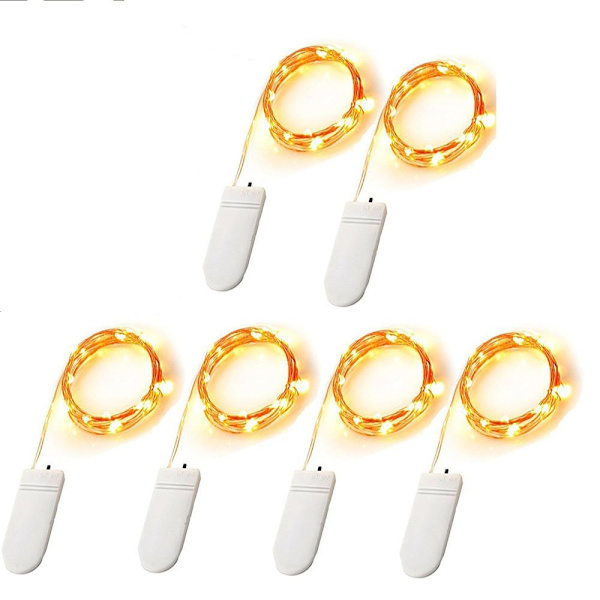 Fe-lyskæder, 6 stk. 7ft 20 LED stjernelys CR2032 Batt