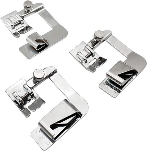 3-pack Rullade Fållfötter för Justerbar Symaskin med Låg Skaft