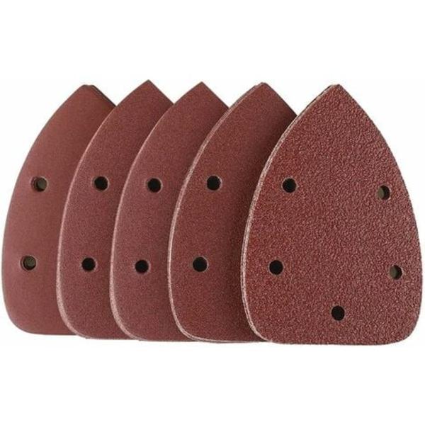 50-pack slippapper, sandpapper, 5 hål - 90 x 140 mm - slippapper trianglar - 10 x korn 40/60/80/120/240 - för Black and Decker triangelslip
