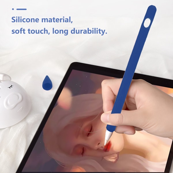 Mjukt silikon Stylus Pen Ärm Tablet Touch Pen Anti-halk Fallskydd för iOS Pencil (Kungsblå)