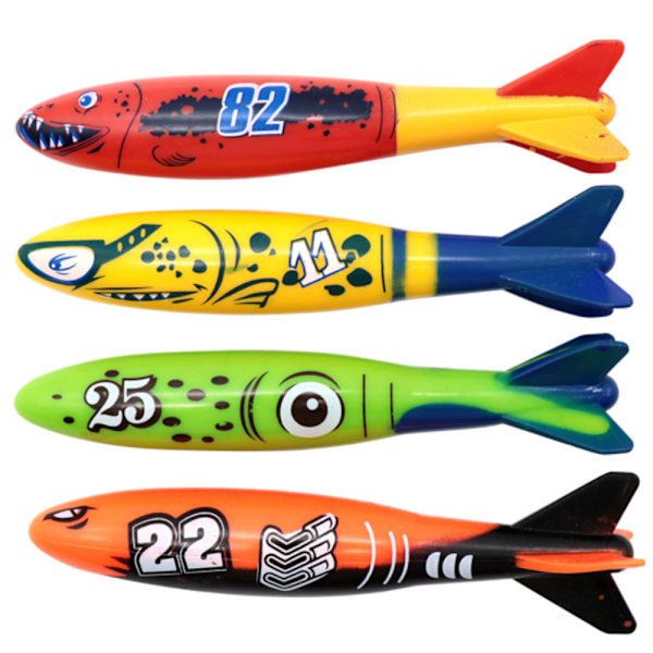4 kpl vedenalainen sukellus torpedo rosvoja, uima-allas lelu, hauska vesipeli koulutus lahja setti pojille ja tytöille