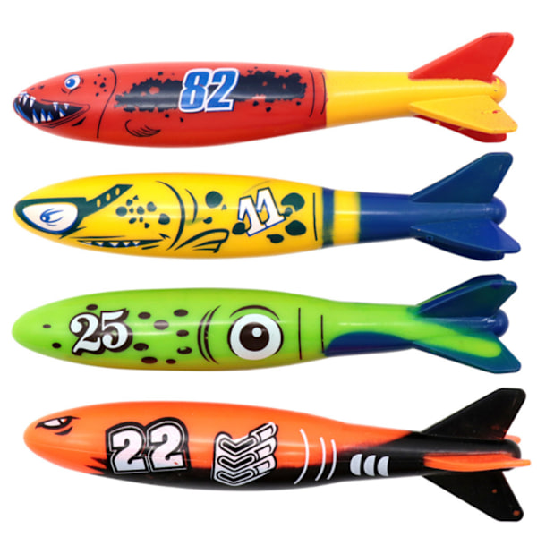 4 Pcs Underwater Diving Torpedo Bandits, Swimming Pool Toy, Fun Water Games Training Gift Set for Boys and Girls