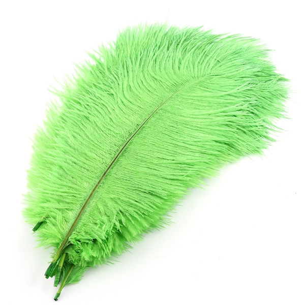 Engros 10 stk naturlige han-strudsefjer 25-30 cm/10-12 tommer Stor fluff Grøn