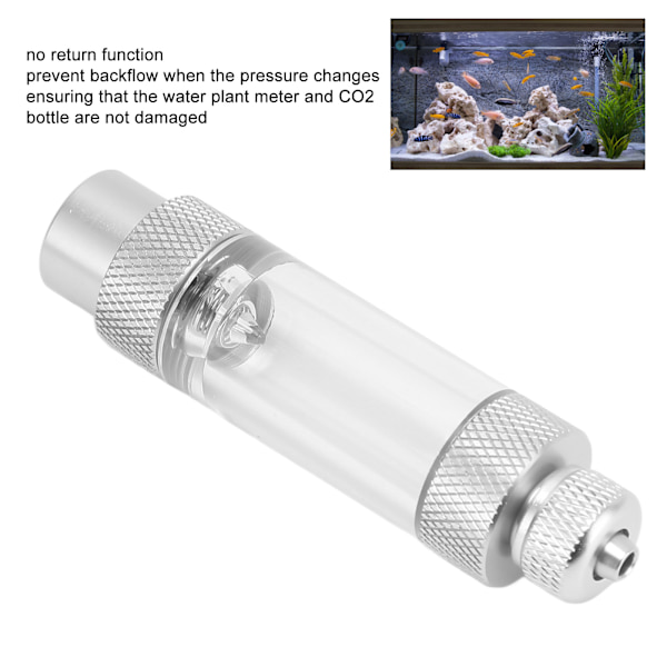 CO2 Boble Tæller Forhindre Tilbagevenden Nøjagtig Tælling Aluminium Legering Akvarium CO2 Regulator til Fisketanke Enkelt Hoved 80 X 20mm/3.14 X 0.79in