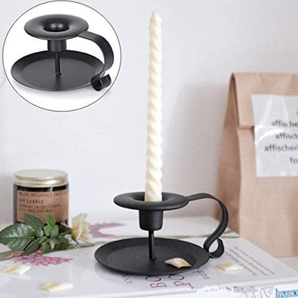 Retro Iron Candelabrum Simple Black Ljusstake Hållare Taper Ca Black 4 Pcs