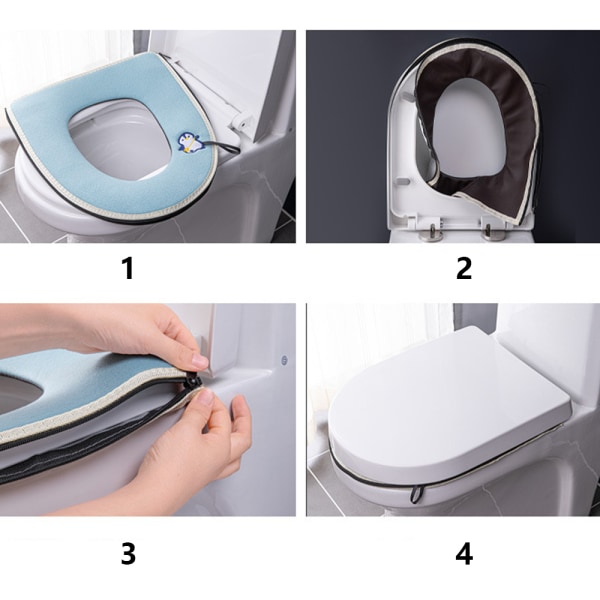 WC-istuimen pehmuste paksu pehmeä kylpyhuoneen lämmin kahva WC-istuin