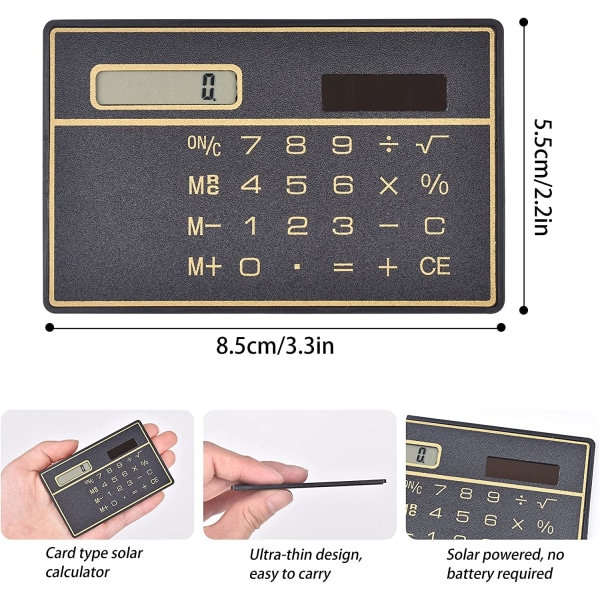 Kalkulatorer for studenter, 8-sifret Slim Calculator Solar Power Ul