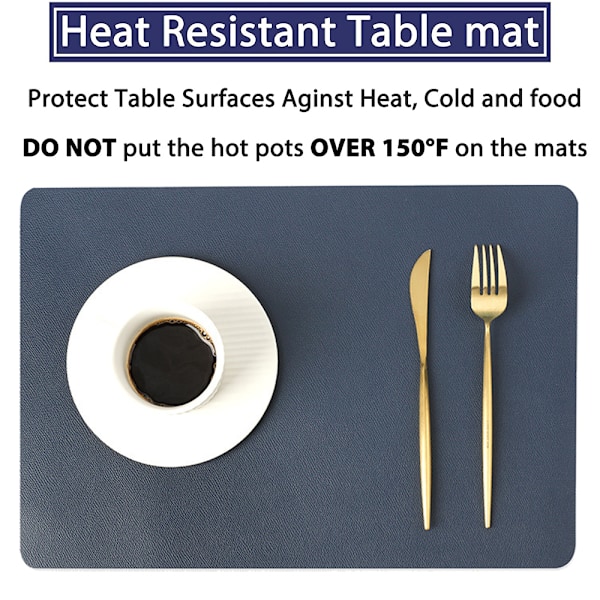Konstläder Placemats, PU Bordstabletter, Set om 4, Vattentäta,