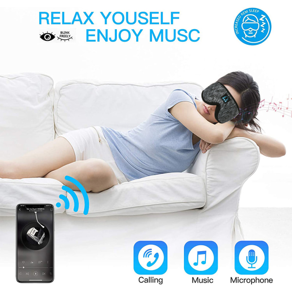 Sömnmask med Bluetooth hörlurar, 3D Sleeping Blackout Eye