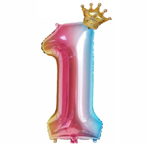 Aluminum Foil 32 Inch Crown Number Balloons Gradient Color