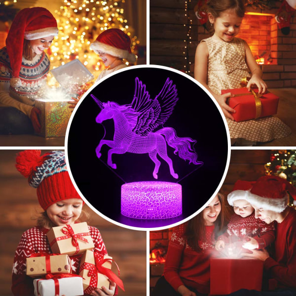 Unicorn LED Nattljus Lampa Rum Festdekorationer Jul
