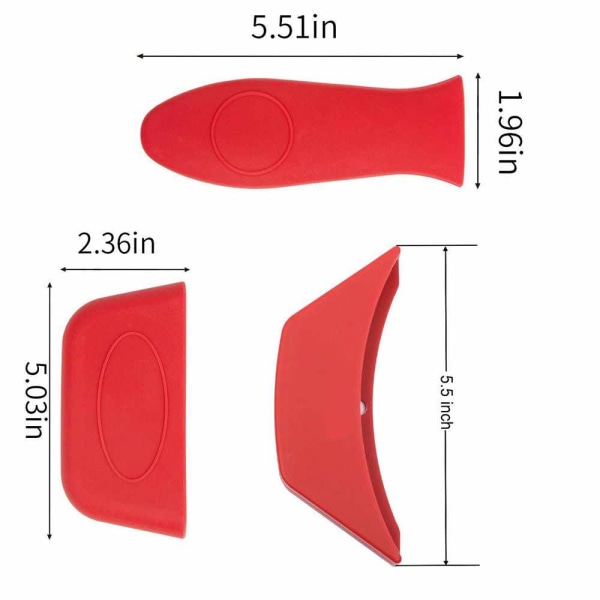 Varmehåndtaksholder av silikon (sett med 3), varme votter, for støpejernsgryter, panner, stekepanner og stekeplater, kokekar i metall og aluminium - hylse