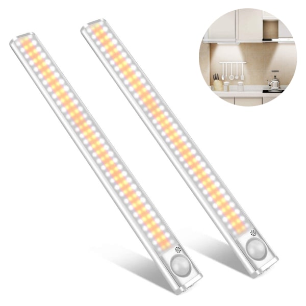 2-pakning 160 LED-skaplys med bevegelsessensor under skaplys