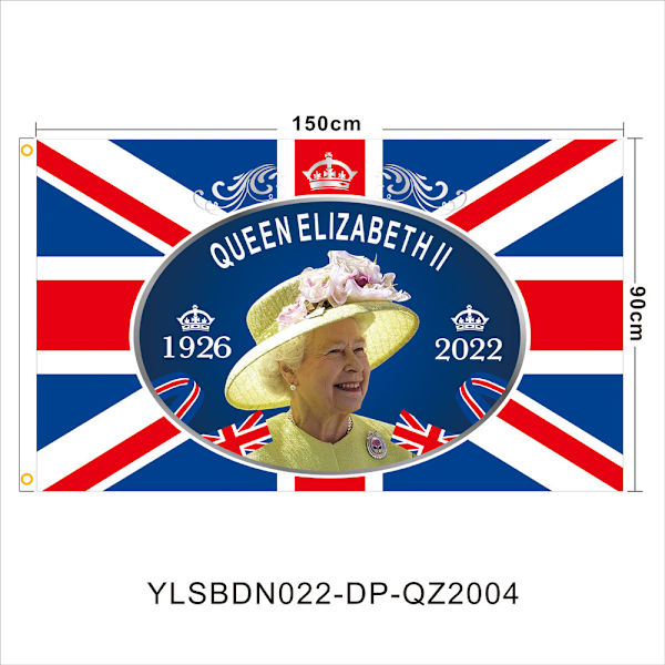 Hennes Majestäts flagga, minnesmärke över Storbritanniens drottning F
