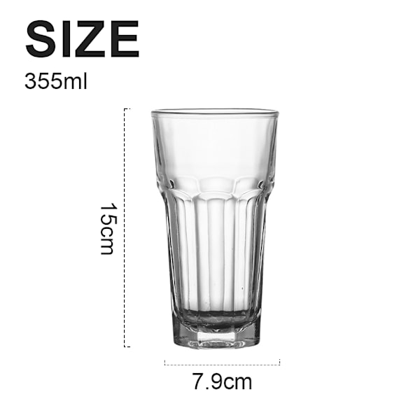 355 ml stapelbar dryckeskopp, diskmaskinssäkra dricksglas för läsk, juice, mjölk, cola, öl