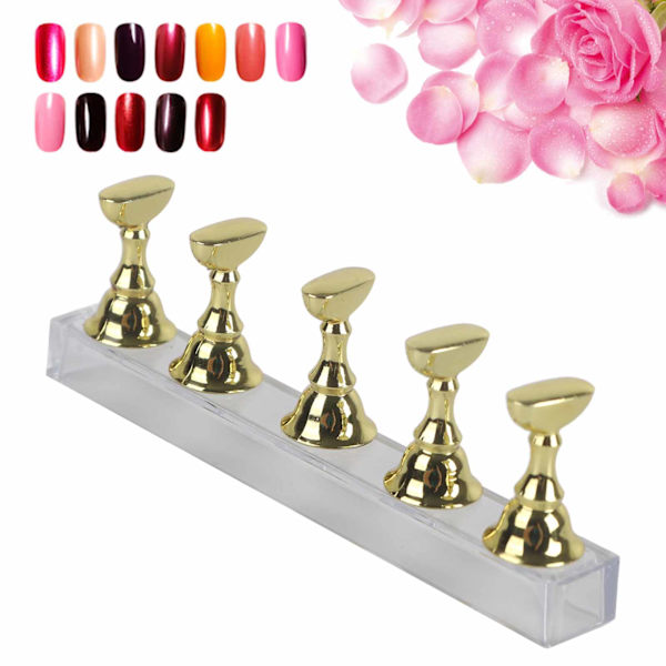 Falsk nageldisplayställhållare set nagelkonstövningshållare guld magnetisk nagelvisning hylla