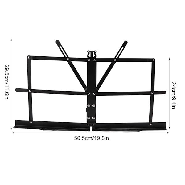 Metallbrettet for notestativ, sammenleggbart, lett, bærbar