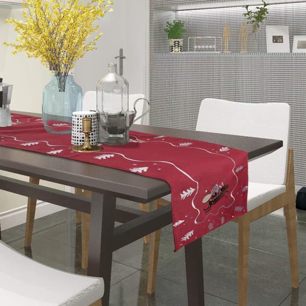 Christmas Table Runner Decoration Dining Tablecloth Runner Snowflake Deer for Home Kitchen Party Wedding 40 * 180cm