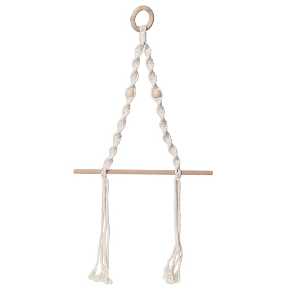 Boho Trähyllor, Makramé Väggdekor för Rustik Heminredning, Lämplig för Inredning och Utrymmesbesparande Design, Handgjort Bomullsrep
