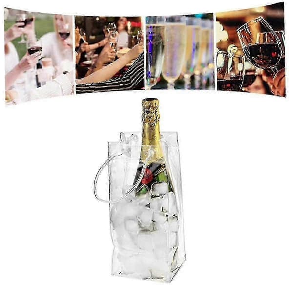 10-pack genomskinliga PVC-vinkylväskor - Bärbara ispåsar för champagne- och vinflaskor - I lager