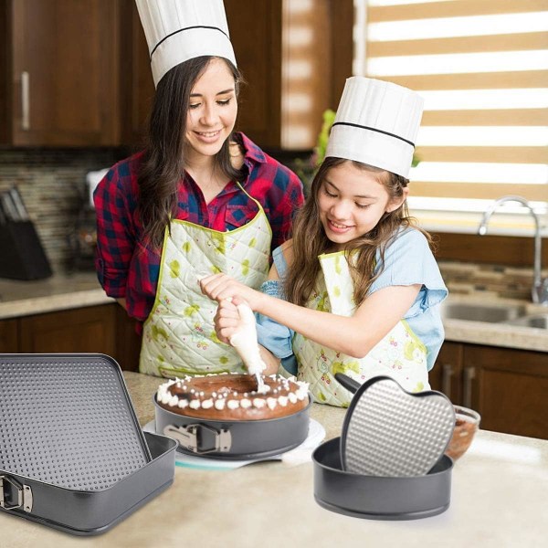 Set med 3 kakformar, non-stick/läckagesäker