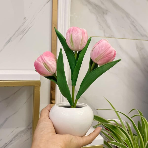 Bordslampa LED Tulpanlampa Konstgjord blomma Nattlampa Falsk blombukett