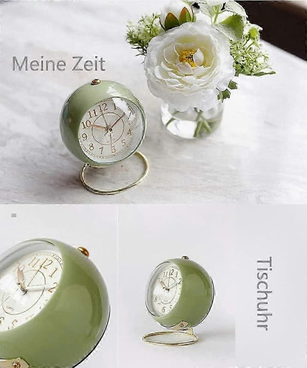 Compact Silent Alarm Clock, Traditional Analog Quartz Desk Clock with Loud Alarm and Backlight