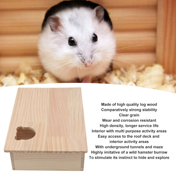 Hamsterhus Holdbar Træstamme Flytbart Tag 6 Soveværelser Kæledyr Skjulested Hus til Kæledyr Sover og Bevæger Sig
