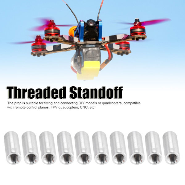 10 st Distanshållare i Aluminiumlegering, Trådad Rund Kolonn, Avståndshållare för Quadcopter DIY-modell M4x0.7mm16mm