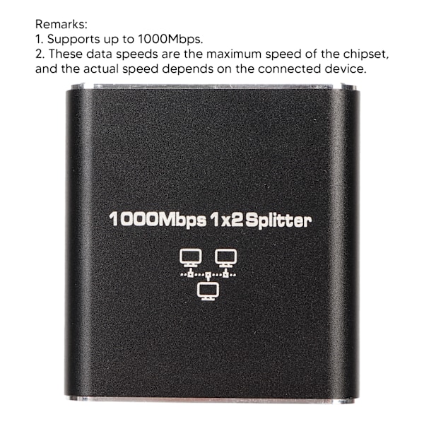Ethernet Splitter RJ45 Netværksport 1 til 2 Port Aluminiumlegering Gigabit Netværksswitch 1000Mbps